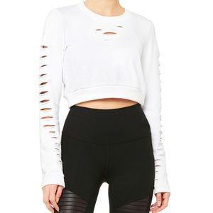 *MAKE AN OFFER* White Alo cropped sweater